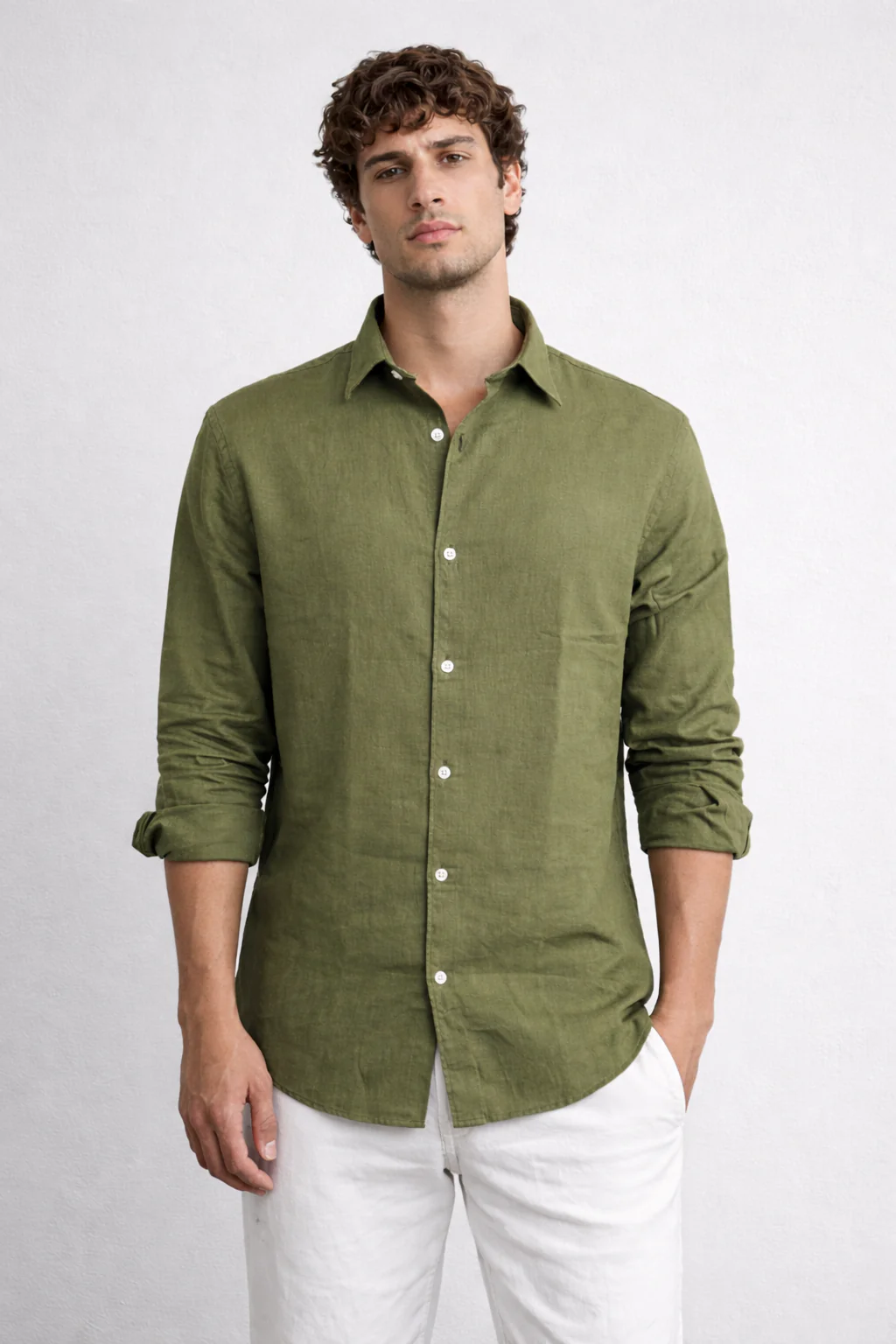 Frozen Green Linen Blend Shirt - Image 2