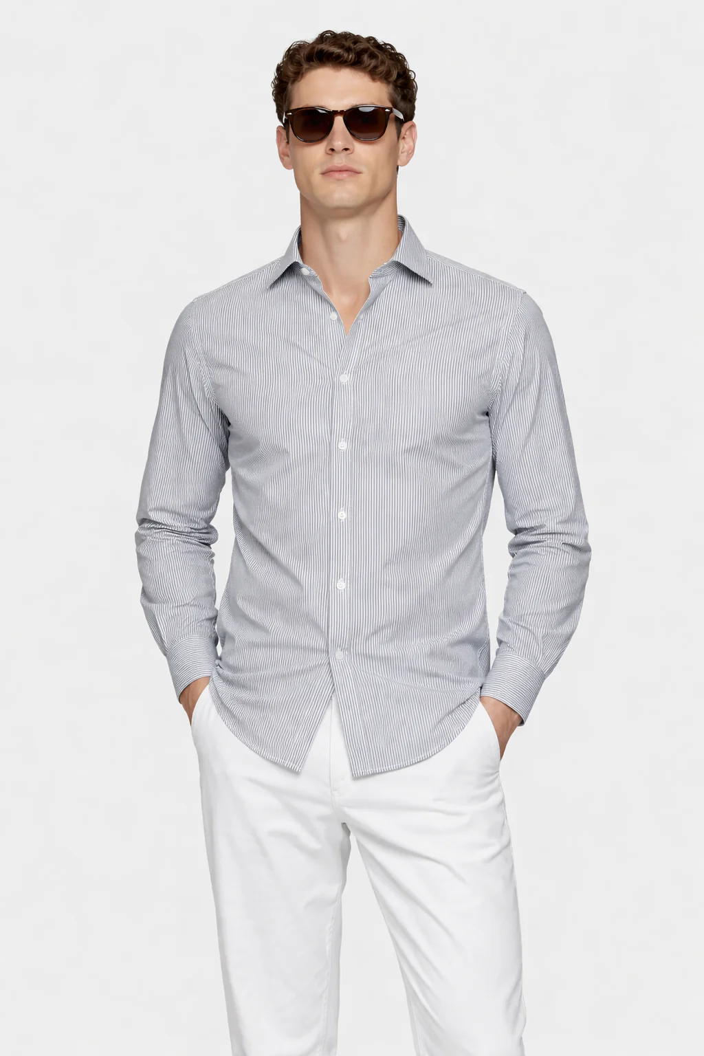 Dark Green Striped Shirt